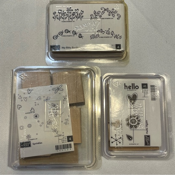 Stampin' Up! Other - Stampin' Up! 3 NIB Rubber Stamp Sets Sprinkles, Hello Again& Itty Bitty Boarders